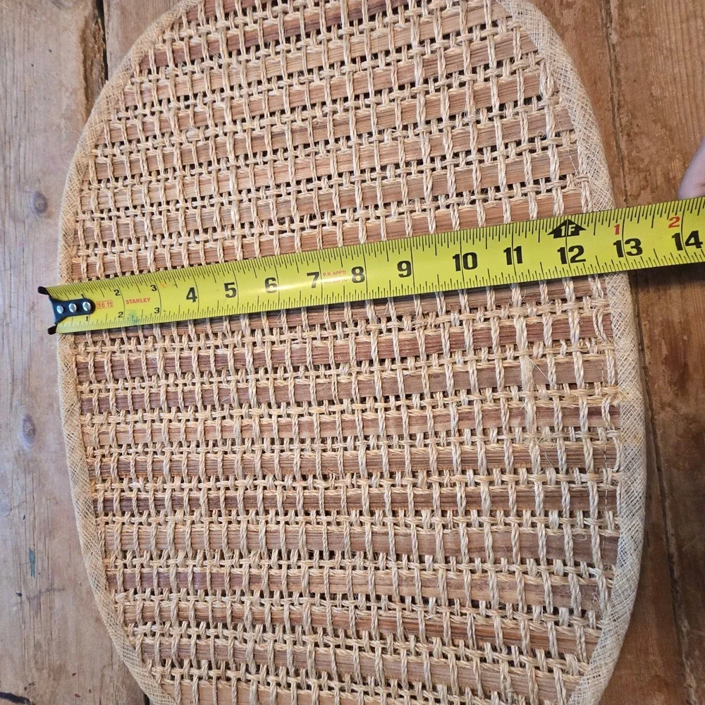 Vintage Woven Rattan Placemats Set 5 Tan Brown Oval Boho Bamboo Table Mats